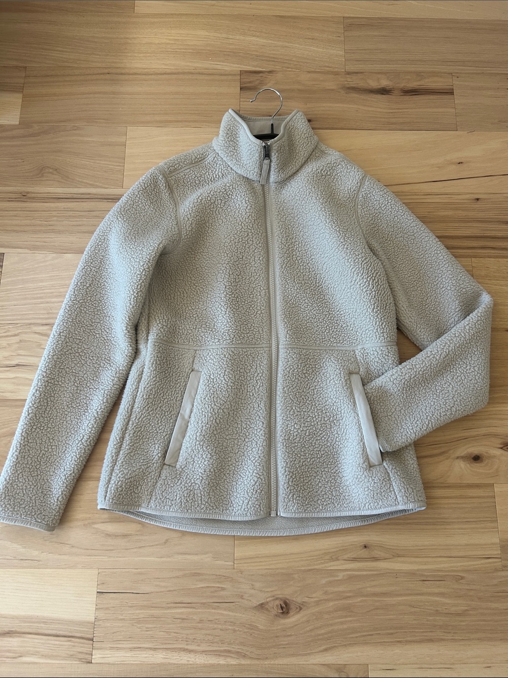 Eddie Bauer Women's Sherpa Zip-Up Fleece Jacket Oatmeal Off-White Size Small